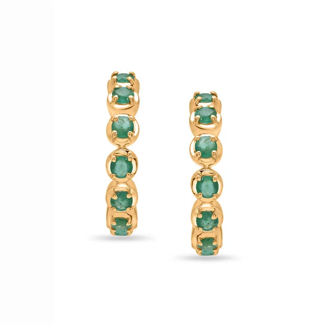 Emerald Curved Stud Earrings